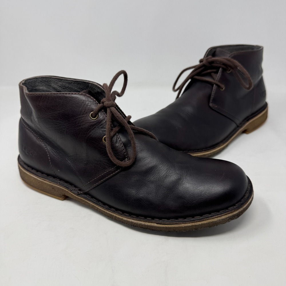 UGG Australia Leighton‎ Chukka Desert Leather Boots Black 3275 Men's Size 8.5